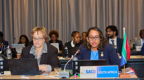 The Deputy Minister of Trade, Industry and Competition Republic of South Africa, Honourable Alexandra Abrahams (right), during the meeting of the SACU Ministers of Trade and Industry held on the 13th March 2026 in Johannesburg, South Africa, to review progress made on key trade and policy matters affecting the region and provide the necessary guidance to the Senior Trade Officials.